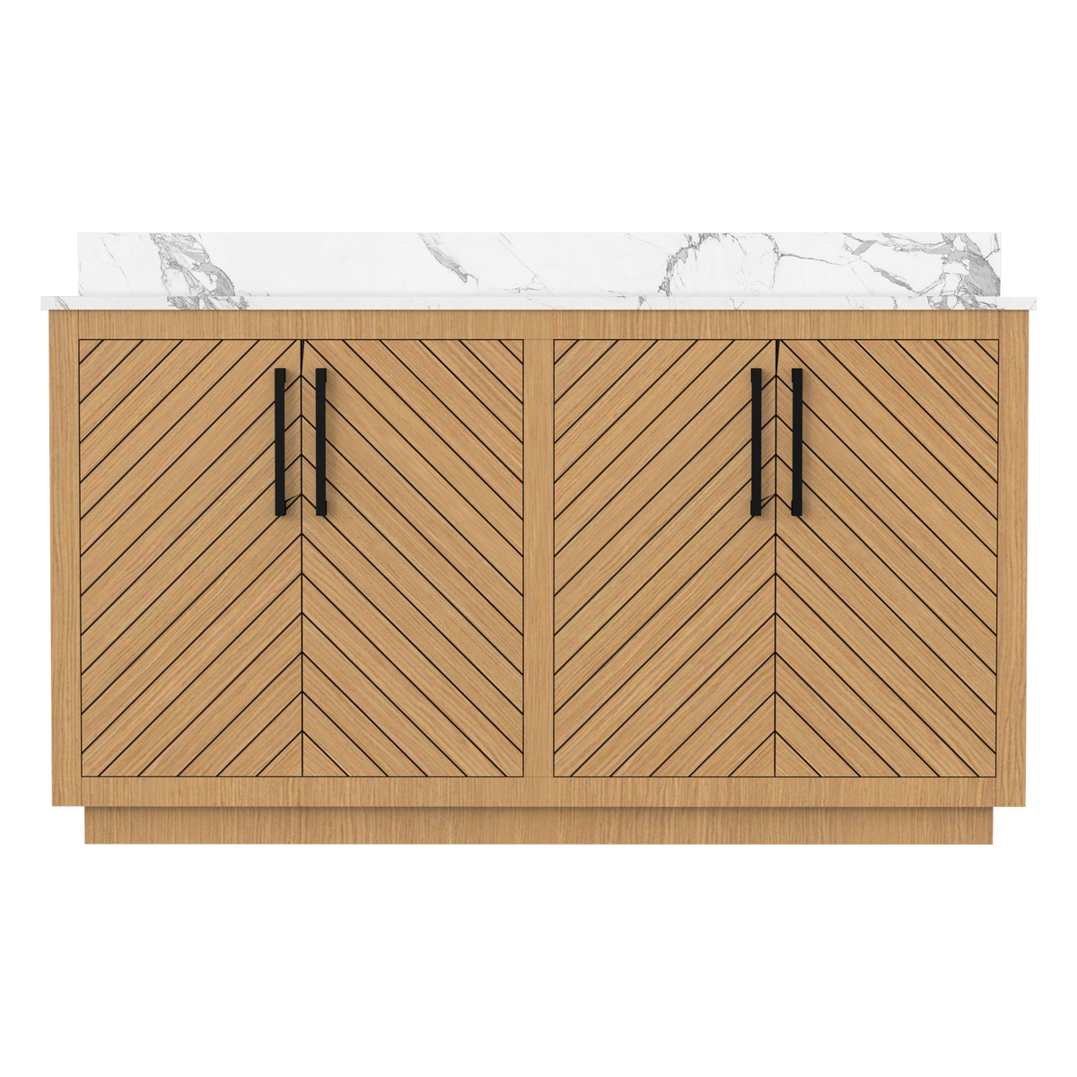 Zoom 60" Double Sink Freestanding Bath Vanity with Stone Top, Solid Wood, Soft-Close, Assembled