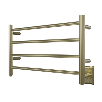 Towel Warmer 4 Straight Bar 26"x16" Wall-Mounted Plug-In, Hardwired Brushed Brass