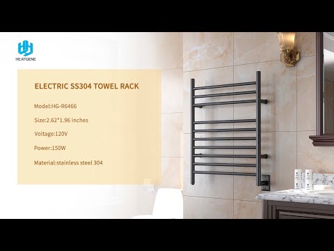 Towel Warmer 10 Bar Hardwired, 24"x32", Wall Mounted Matte Black