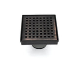 HEATGENE 4"/6" Square Stainless Steel Shower Floor Drain with Removable Quadrato Pattern Grate, Venetian Bronze HB-DN-VB