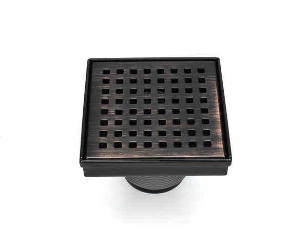 Wholesale HEATGENE 4"/6" Square Stainless Steel Shower Floor Drain with Removable Quadrato Pattern Grate, Venetian Bronze HB-DN-VB