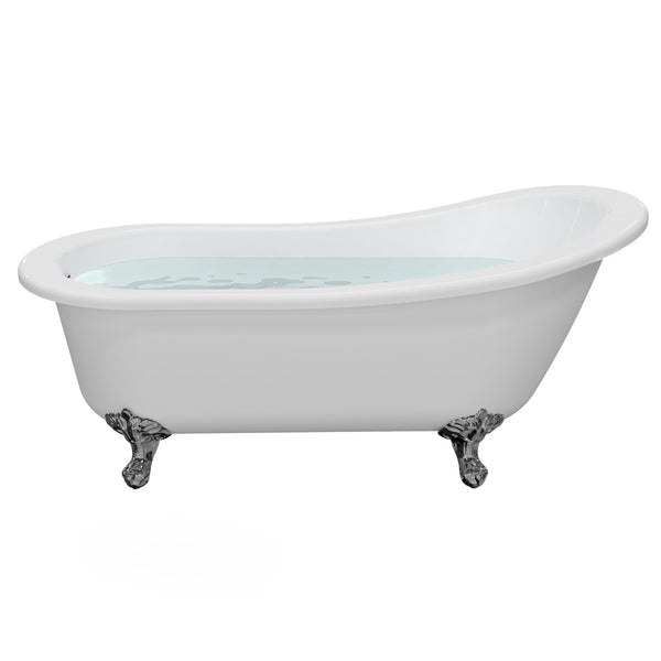 HEATGENE Acrylic Freestanding Soaking Tub, UPC Certified, Drain & Overflow Assembly Included HG9002