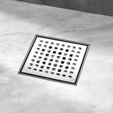 Wholesale HEATGENE 4"/6" Square Stainless Steel Shower Floor Drain with Removable Quadrato Pattern Grate, Brushed HB-DN-S