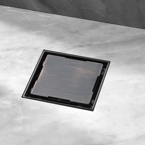 Wholesale HEATGENE 4"/6" Square Stainless Steel Shower Floor Drain with 2-in-1 Flat & Tile insert Cover, Venetian Bronze HB-D-VB