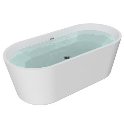 Freestanding Soaking Bathtub, Acrylic, UPC Certified, Drain & Overflow Assembly Included