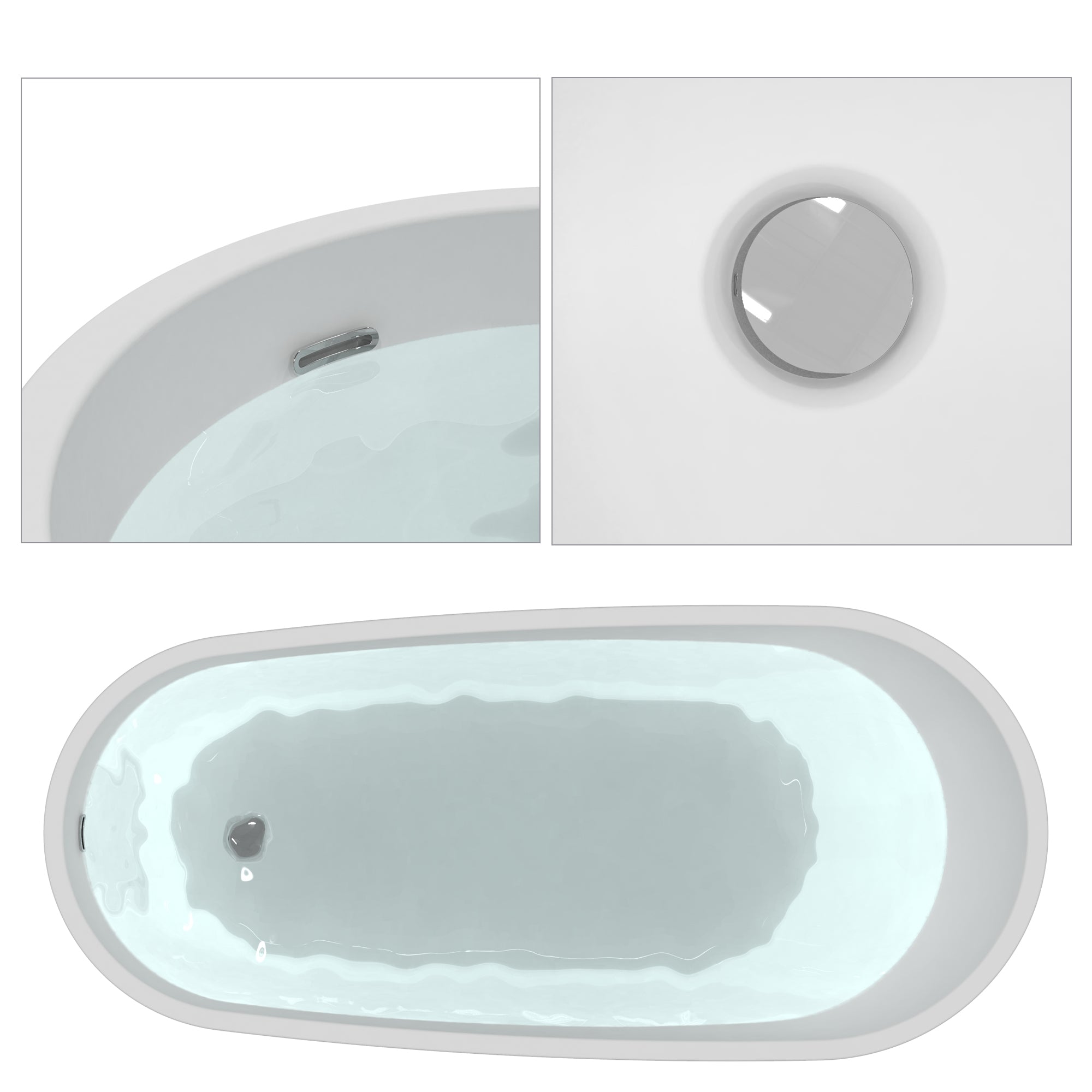 Acrylic Freestanding Soaking Bathtub, UPC Certified, Drain & Overflow Assembly Included