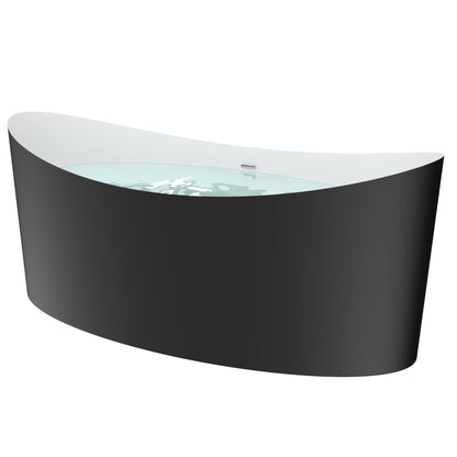 Freestanding Soaking Tub 68.5" Acrylic, UPC Certified, Drain & Overflow Assembly Included, Black