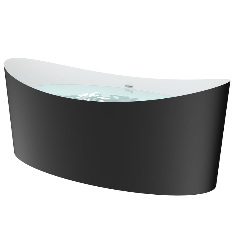 HEATGENE 68.5 Inches Acrylic Freestanding Soaking Tub, UPC Certified, Drain & Overflow Assembly Included, Black HG699-CF37