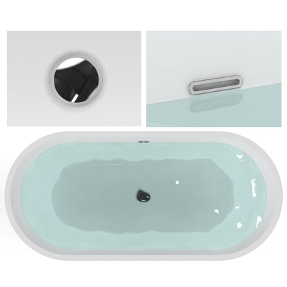 Freestanding Soaking Bathtub, Acrylic, UPC Certified, Drain & Overflow Assembly Included