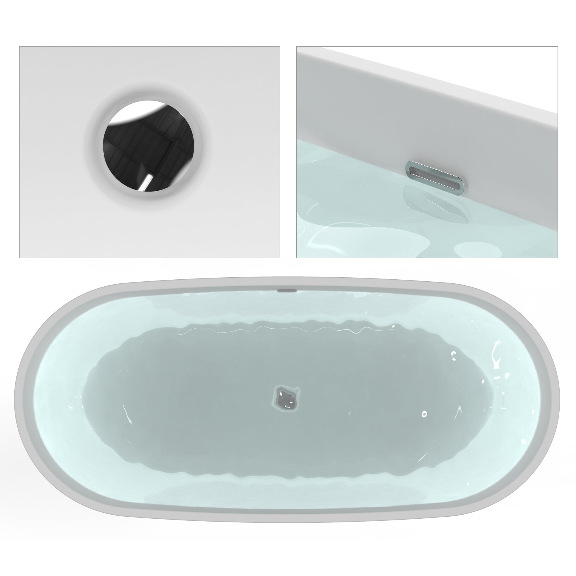 Freestanding Soaking Bathtub, 70" Acrylic, UPC Certified, Drain & Overflow Assembly Included