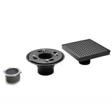 Wholesale HEATGENE 4"/6" Square Stainless Steel Shower Floor Drain with Flat Cover and Removable Square Pattern Grate, Matte Black HB-FDN-MB