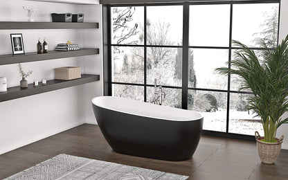 Freestanding Bathtub 68" Acrylic UPC Certified - Matte Black (outside) & White (inside)