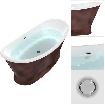 Freestanding Bathtub Copper Skirt 66" Acrylic, UPC Certified