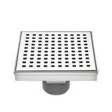 HEATGENE 4"/6" Square Stainless Steel Shower Floor Drain with Removable Quadrato Pattern Grate, Brushed HB-DN-S