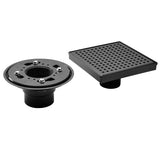 HEATGENE 4"/6" Square Stainless Steel Shower Floor Drain with Flat Cover and Removable Square Pattern Grate, Matte Black HB-FDN-MB