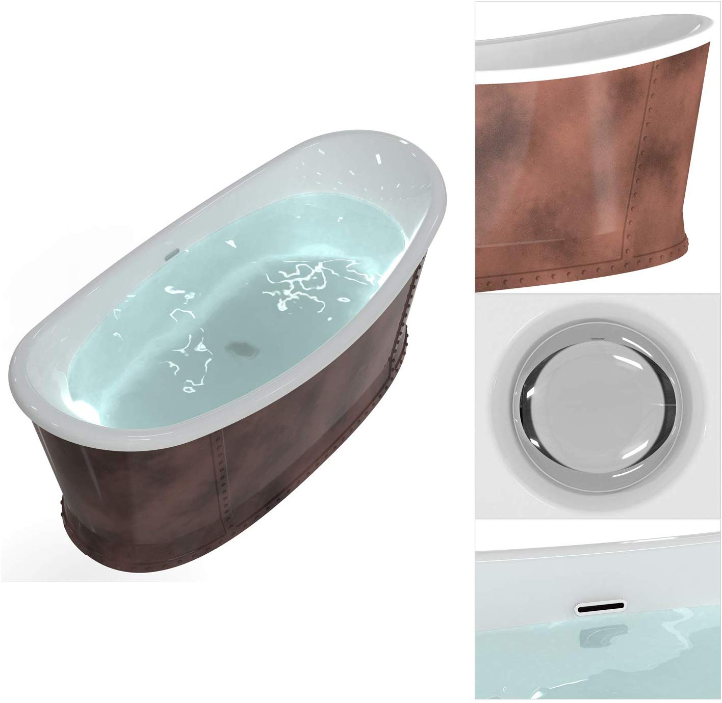 Freestanding Bathtub, 66" Acrylic, UPC Certified