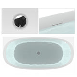 HEATGENE 63 Inches Acrylic Freestanding Soaking Tub, UPC Certified, Drain & Overflow Assembly Included HG-694