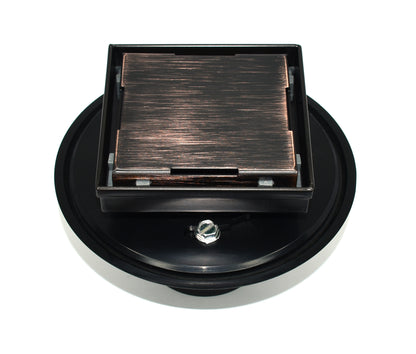 Square Floor Drain with Flat Cover and Removable Grate, Stainless Steel with Drain Base Flange4"/6"