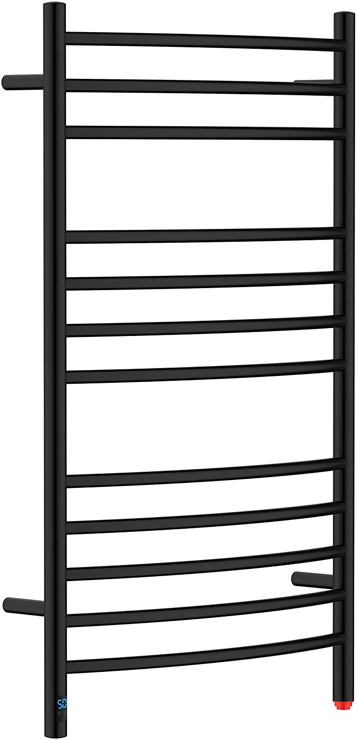 12 Curved Bar Towel Warmer with Built-in Timer and Temperature Control, Wall-Mounted, Electric Plug-in/Hardwired - HG-R64170