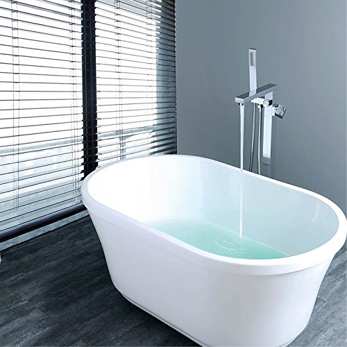 HEATGENE Bathtub Faucet Freestanding Floor Mounted Bath Mixer with hand shower