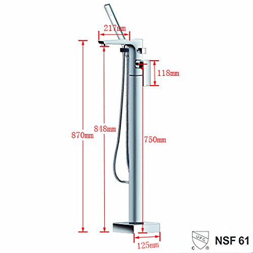 HEATGENE Bathtub Faucet Freestanding Floor Mounted Bath Mixer with hand shower