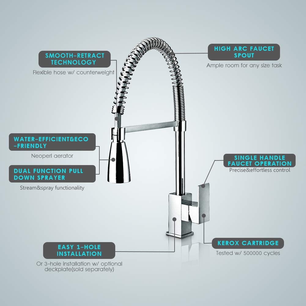 Sink Faucet Spring Kitchen Faucets with Single Handle Pull Down Sprayer