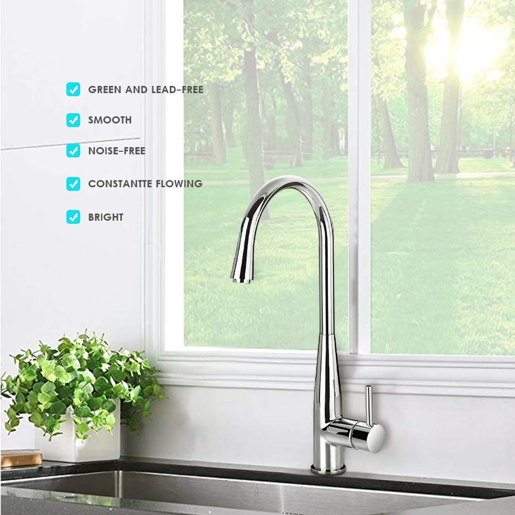 Kitchen Faucet High-arch Gooseneck Lead-free Solid Brass Sink Faucets