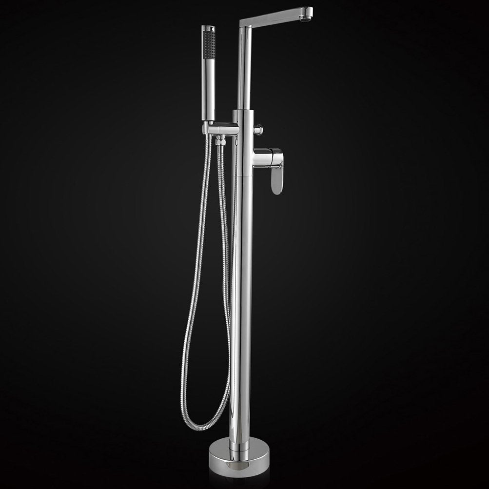 Bathtub Faucet Freestanding Floor Mounted Tub Filler Bath Mixer with Hand Shower