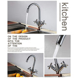 Kitchen Faucet Double Handles Swivel Spout Sink Faucets
