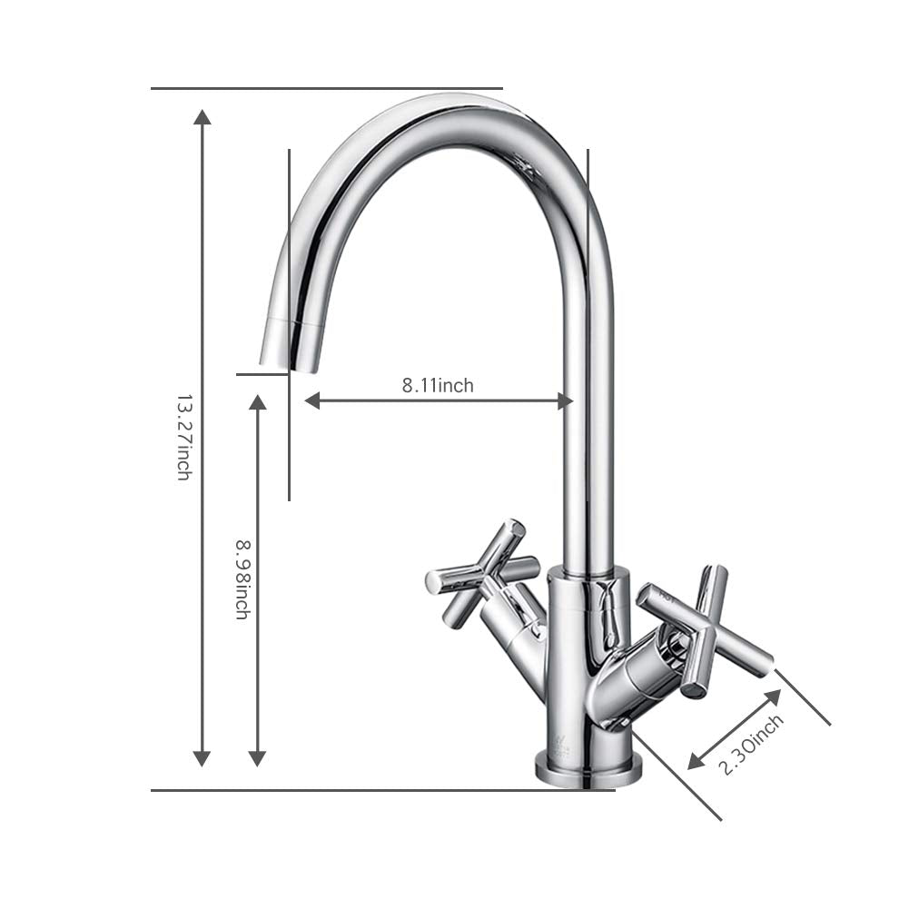 Kitchen Faucet Double Handles Swivel Spout Sink Faucets