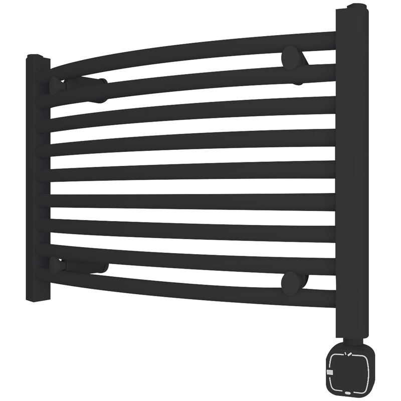 Black electric towel discount rail with thermostat