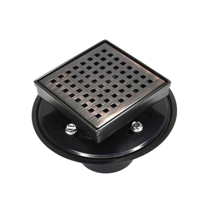Wholesale HEATGENE 4"/6" Square Stainless Steel Shower Floor Drain with Flat Cover and Removable Square Pattern Grate, Venetian Bronze HB-FDN-VB