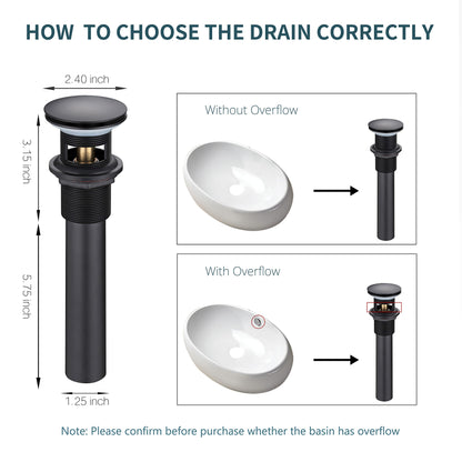 Sink Drain for Bathroom, Pop Up, Fits 1-1/2" Opening with a 1-1/4" Tailpiece