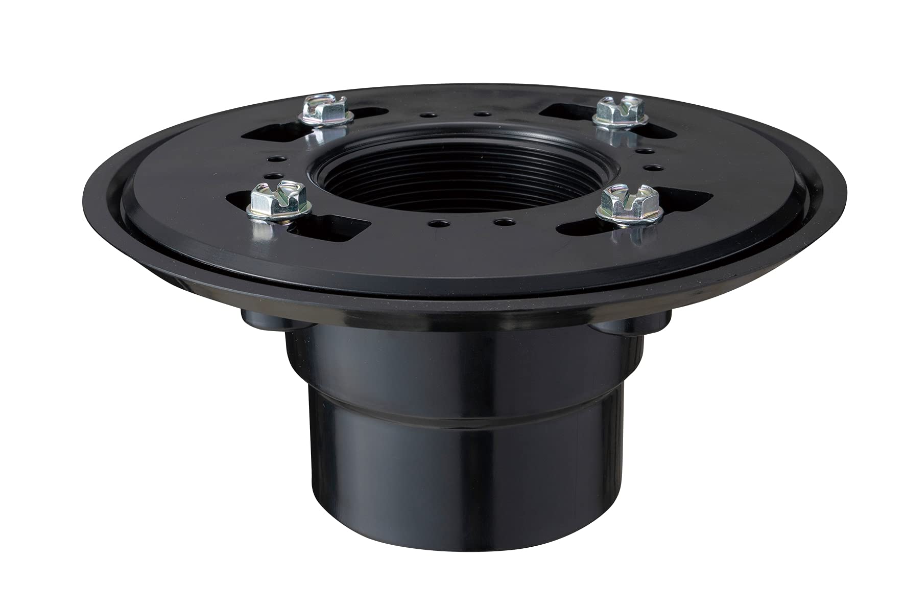 Floor Drain Base Flange, 2 Inch Threaded Adapter, Linear and Square Drain Compatible