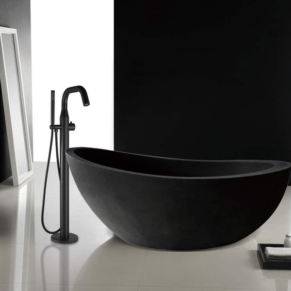 HEATGENE Bathtub Faucet Freestanding Tub Filler Floor Mounted with Handheld Shower - HG9012-MB