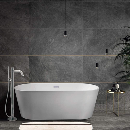 Bathtub Filler Floor Mounted Freestanding with Handheld Shower, Brushed