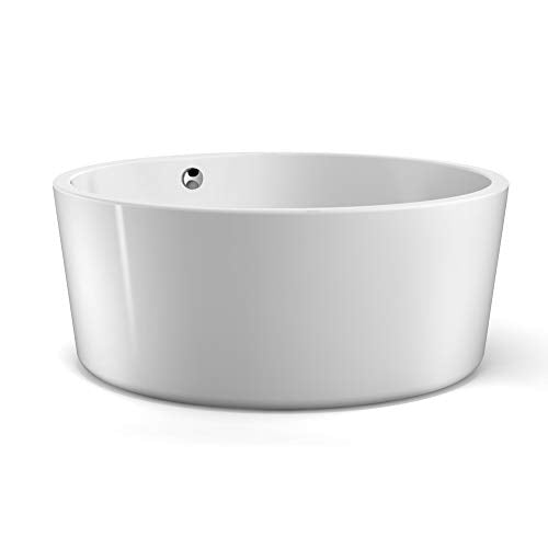 HEATGENE 59" Acrylic Freestanding Bathtub Contemporary Soaking Tub Easy to Install UPC Certified Drain & Overflow Assembly Included HG3000