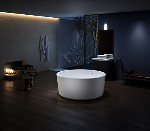 Freestanding Bathtub 59" Acrylic Contemporary Soaking Tub UPC Certified Drain & Overflow Assembly Included