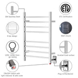 8 Square Bar Hardwired/Plug-in, wall-mounted, Towel Warmer HG-6484